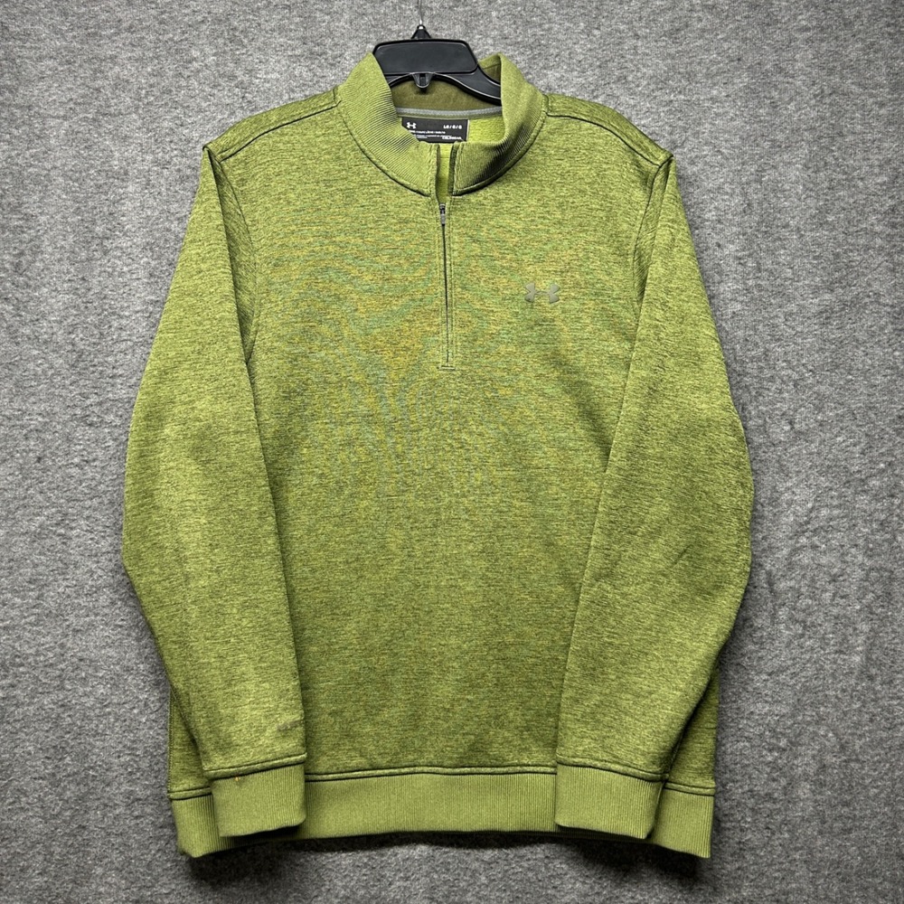 Under Armour Mens ColdGear 1/4 Zip Pullover Long Sleeve‎ Top Olive Green Large